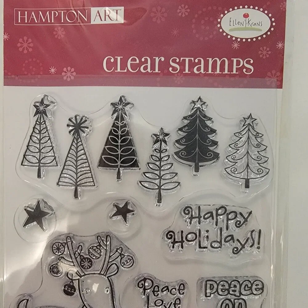 Hampton Art SEASONAL BEAUTY Christmas Clear Cling Stamps Set of 15 NEW